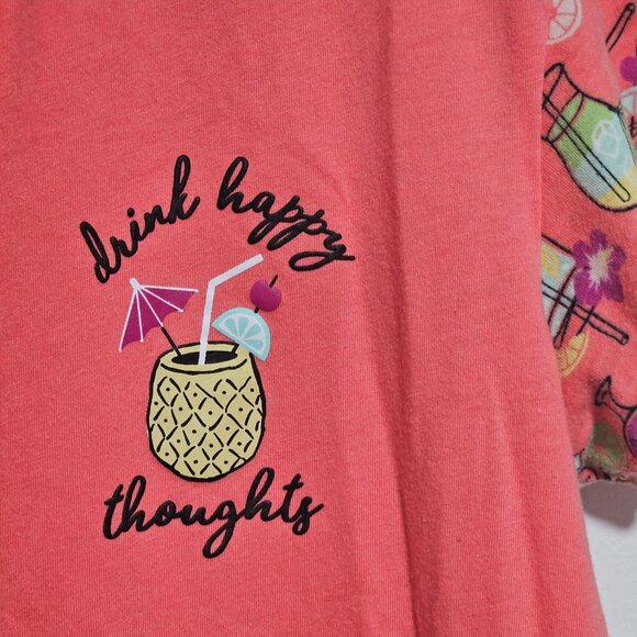 Secret Treasures Coral Pink Nightgown Size Small Medium Drink Happy Thoughts - Picture 3 of 5